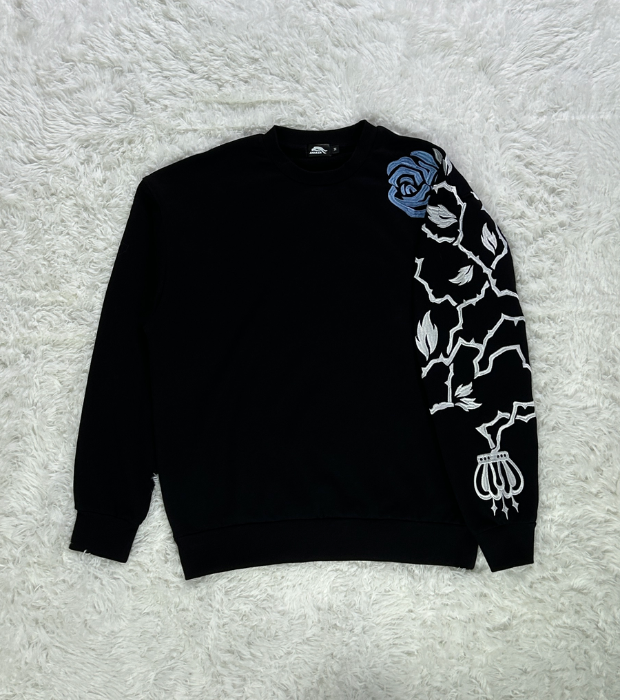 Blue Rose Embroidered Sweatshirt