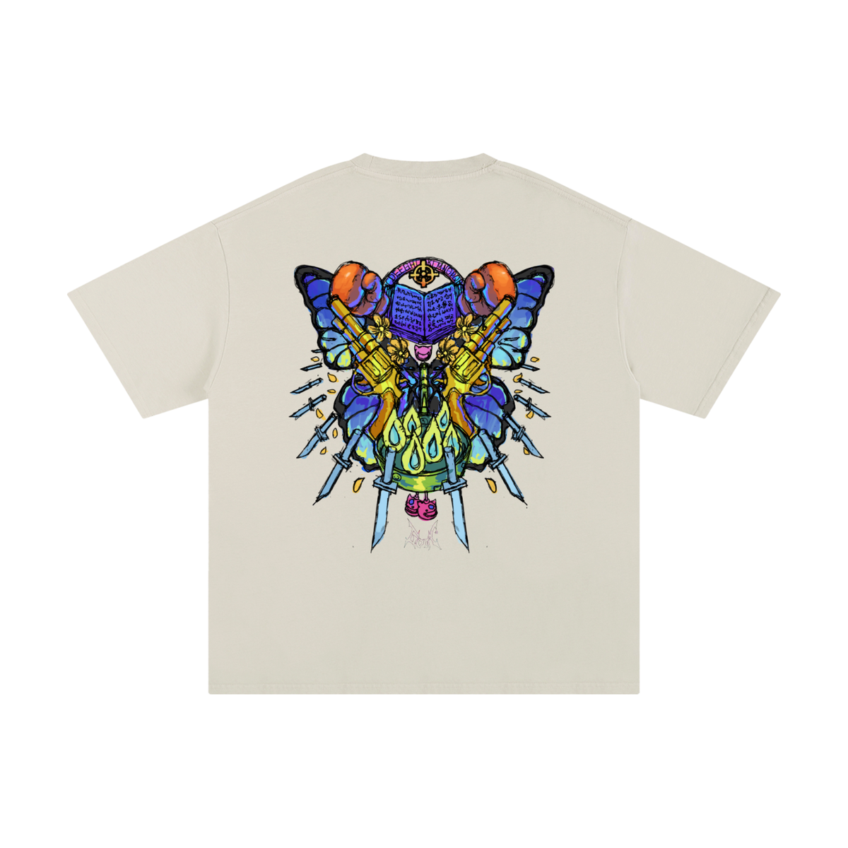 Flower Power Tee - Cream — Back
