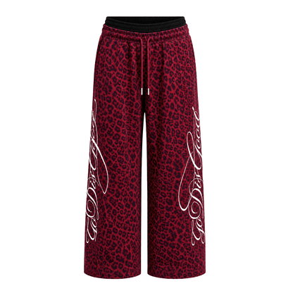 Leopard Script Set - Sweatpants - Red