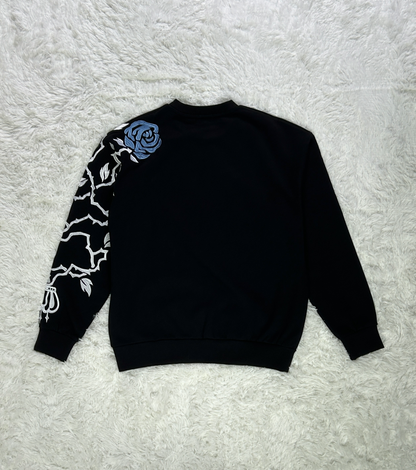 Blue Rose Embroidered Sweatshirt