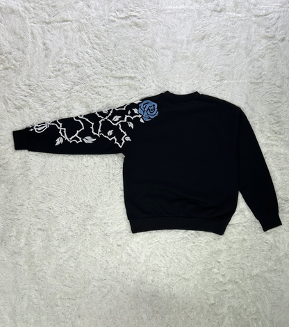 Blue Rose Embroidered Sweatshirt