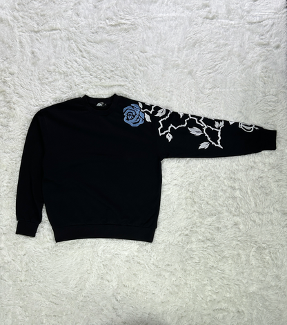 Blue Rose Embroidered Sweatshirt