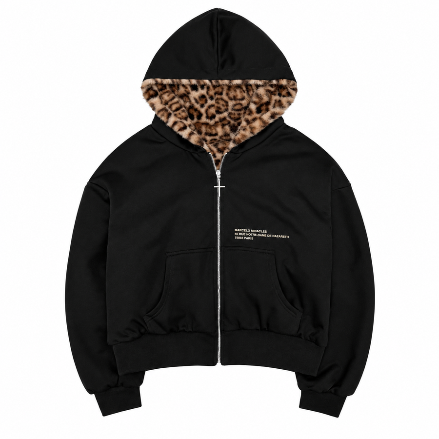 Reversible Leopard Zip Hoodie