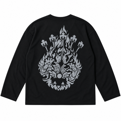 Gray Flame Long Sleeve — Black — Back