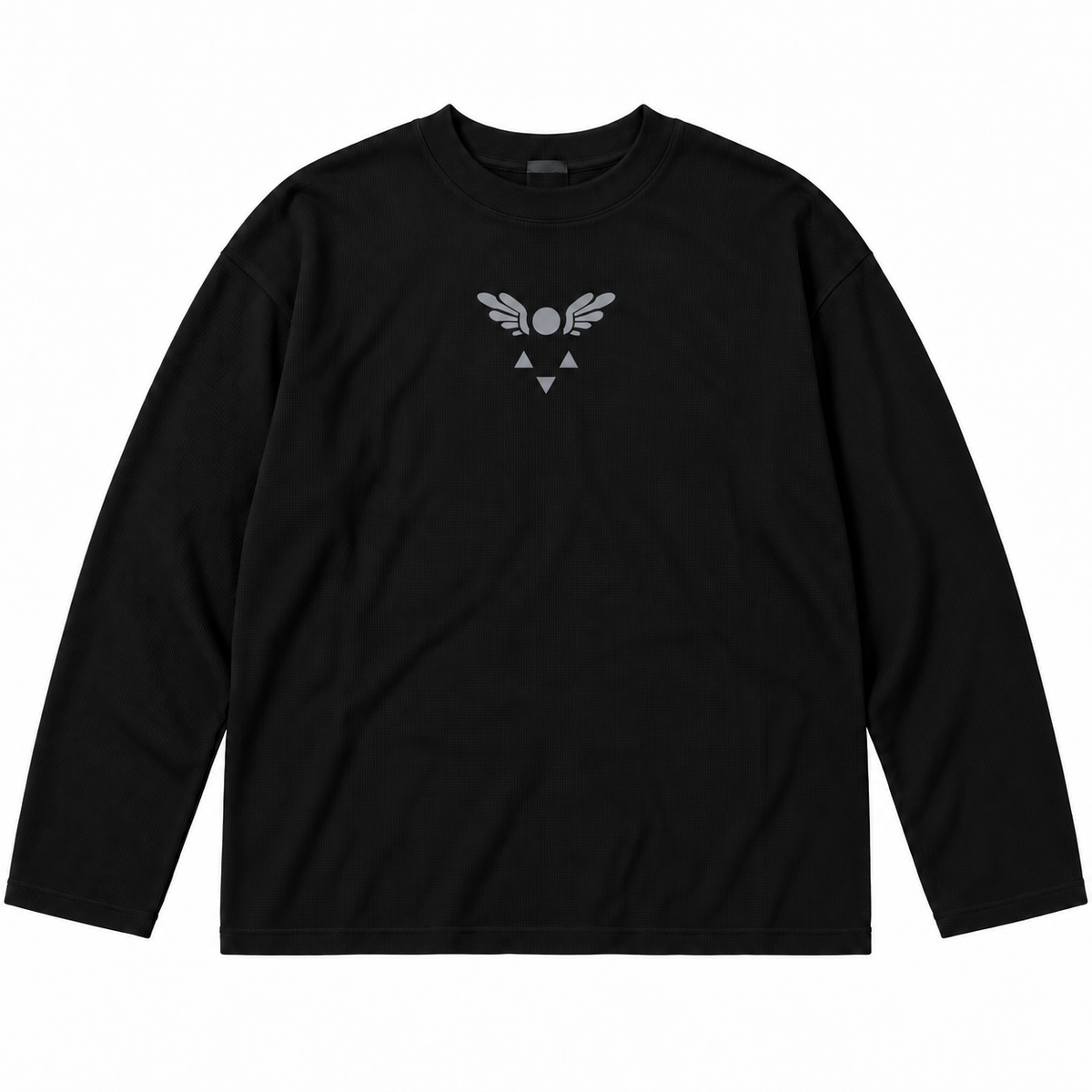 Gray Flame Long Sleeve — Black — Front