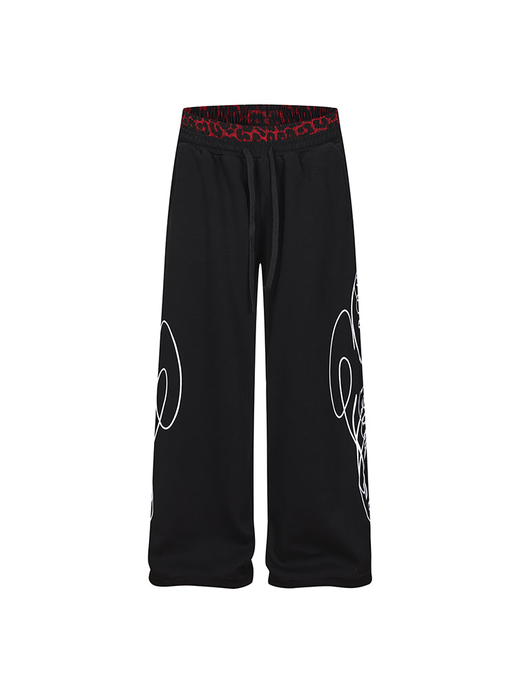 Leopard Script Set - Sweatpants - Black