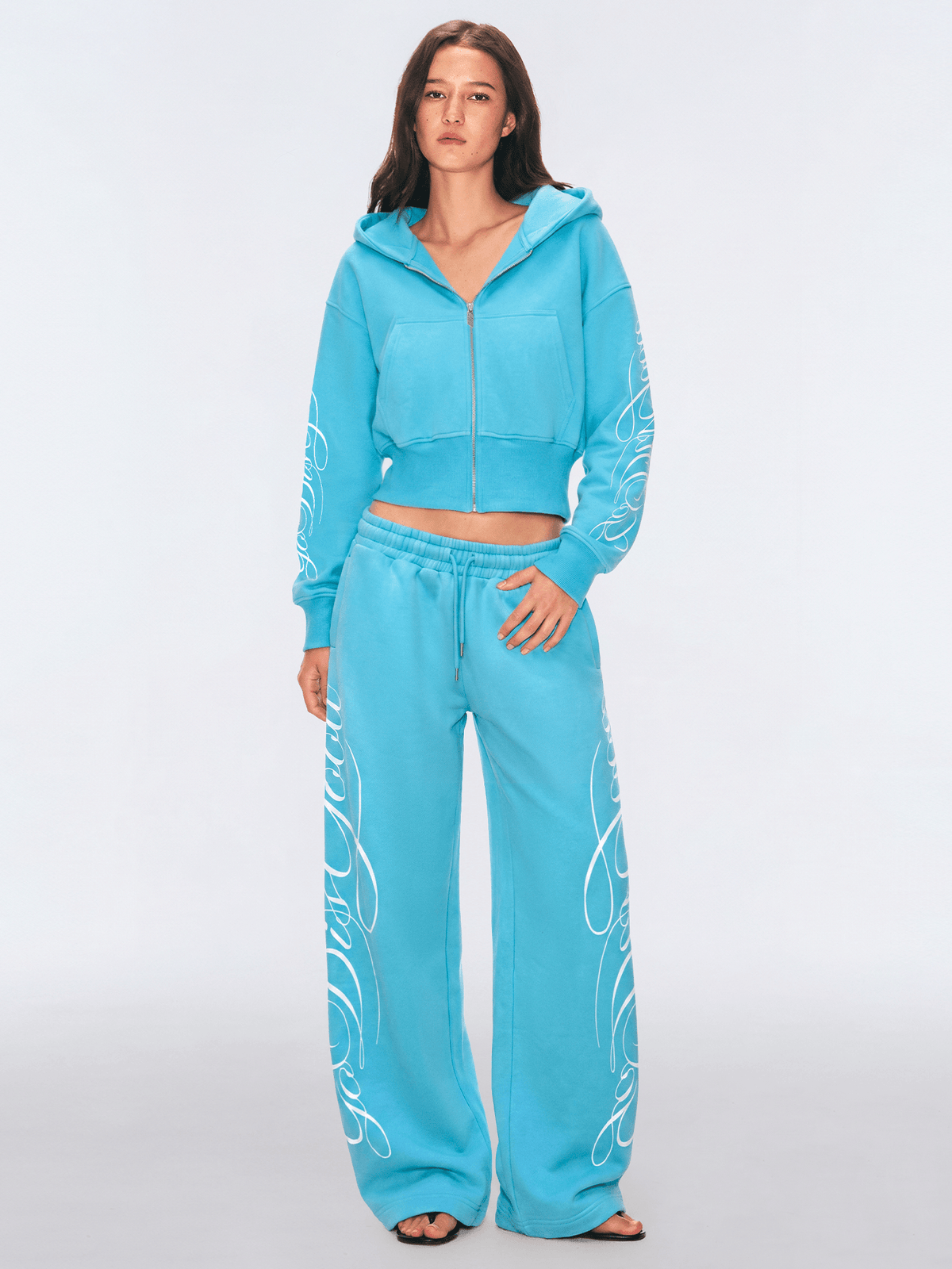 Leopard Script Set - Hoodie - Blue