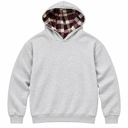 Plaid-Lined Pullover — Gray — Front
