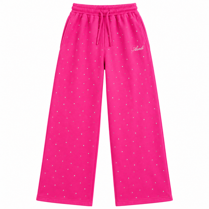 Rhinestone Sweats — Hot Pink — Front