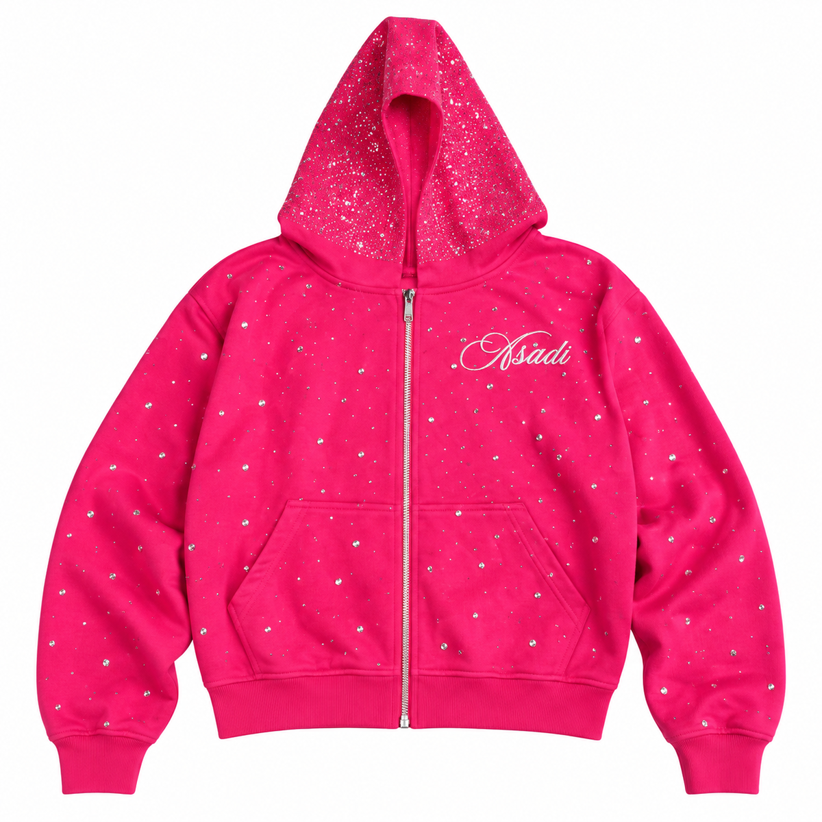 Rhinestone Zip — Hot Pink — Front