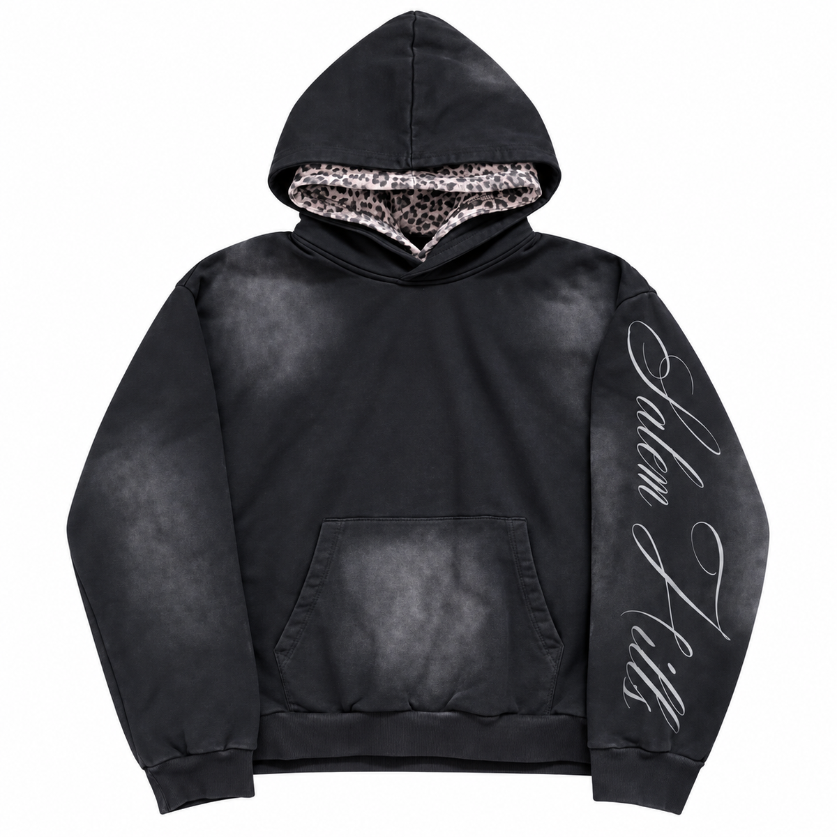 Black / Gray Leopard Hoodie — Front