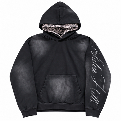 Black / Gray Leopard Hoodie — Front
