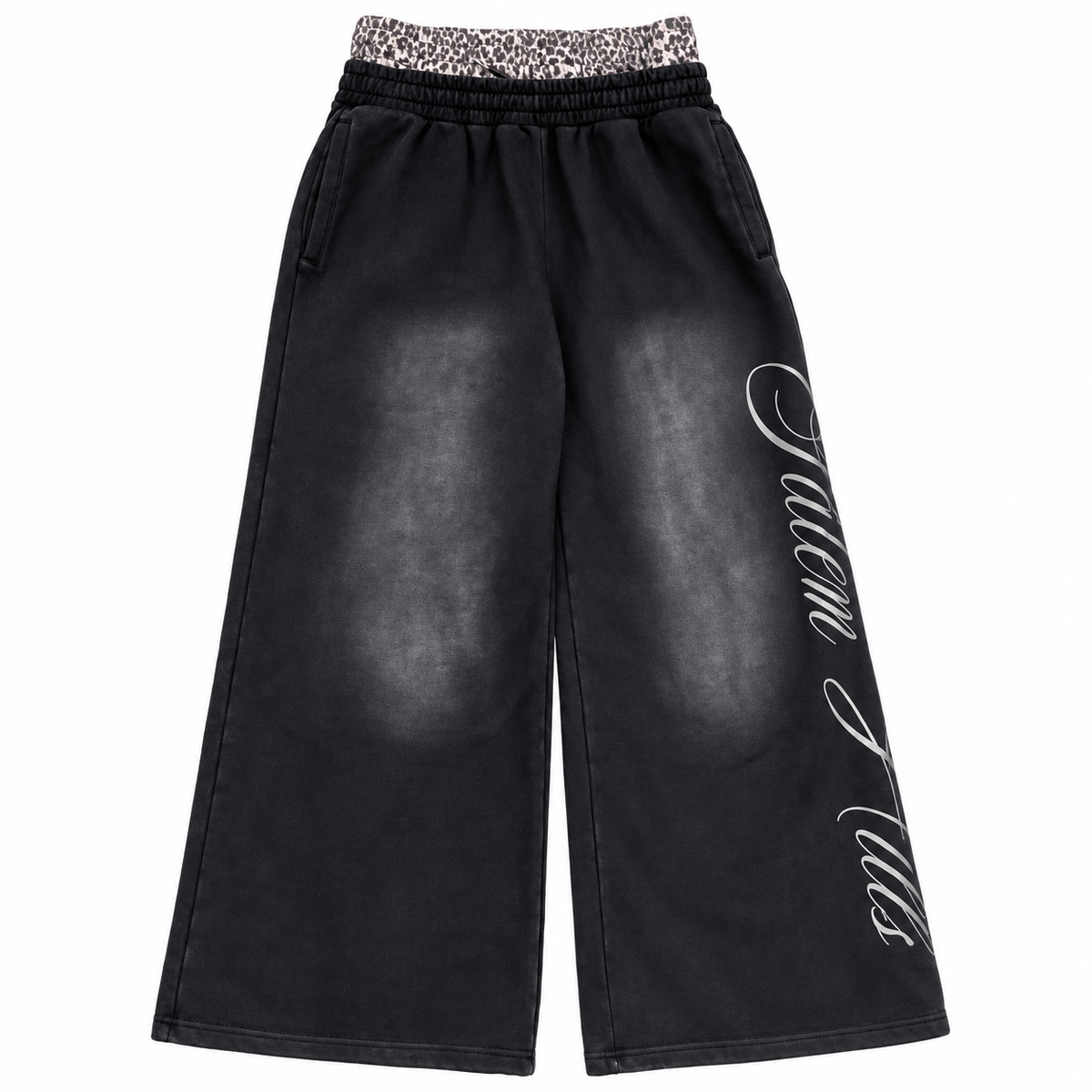 Black / Gray Leopard Sweatpants — Front