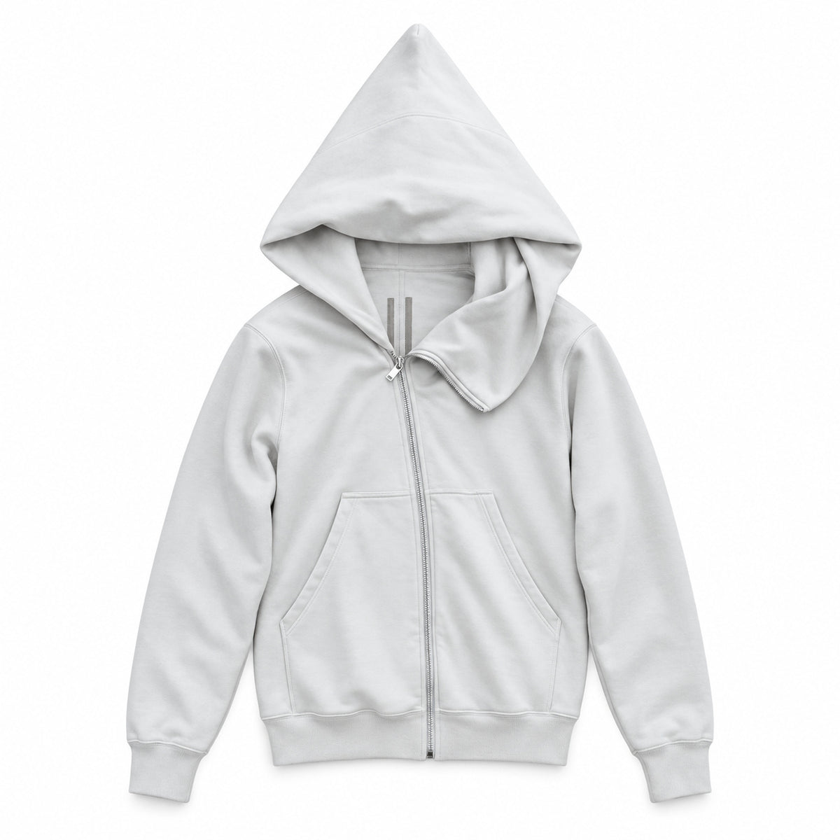 Light Grey — pointed-hood studio front view