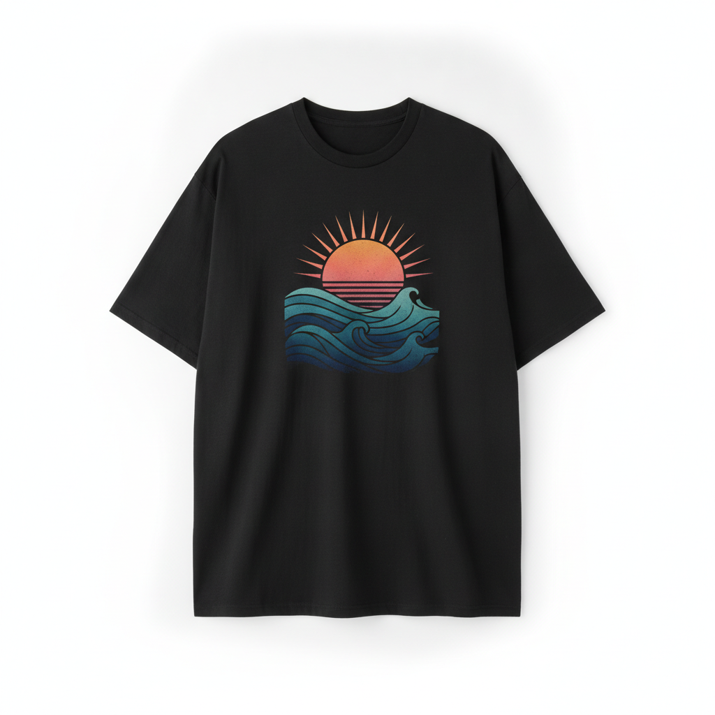 Sunset Wave Tee - Black