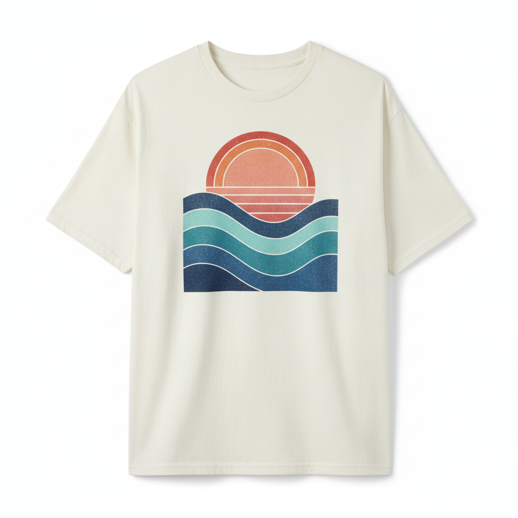 Sunset Wave Tee - Cream
