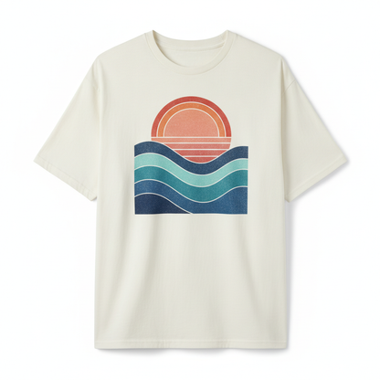 Sunset Wave Tee - Cream